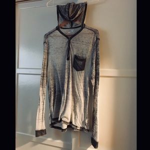 FREE PLANET Light Gray Threadbare 3 Button Hoodie